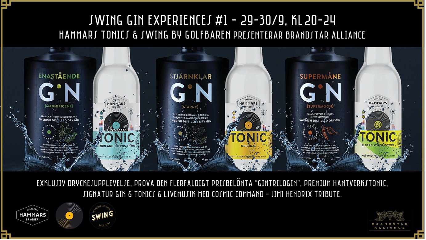 Svensk Ultra-Premium Gin och Hammars Tonics på SWING by Golfbaren 29-30 september, 2023